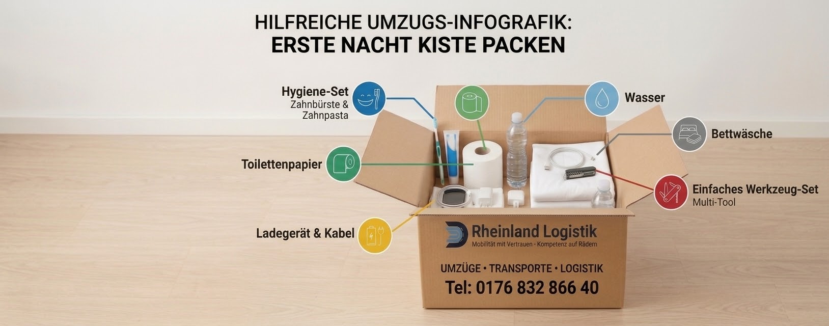 Umzug mit Kindern, Senioren oder Haustieren stressarm organisieren – Infografik von Rheinland Logistik